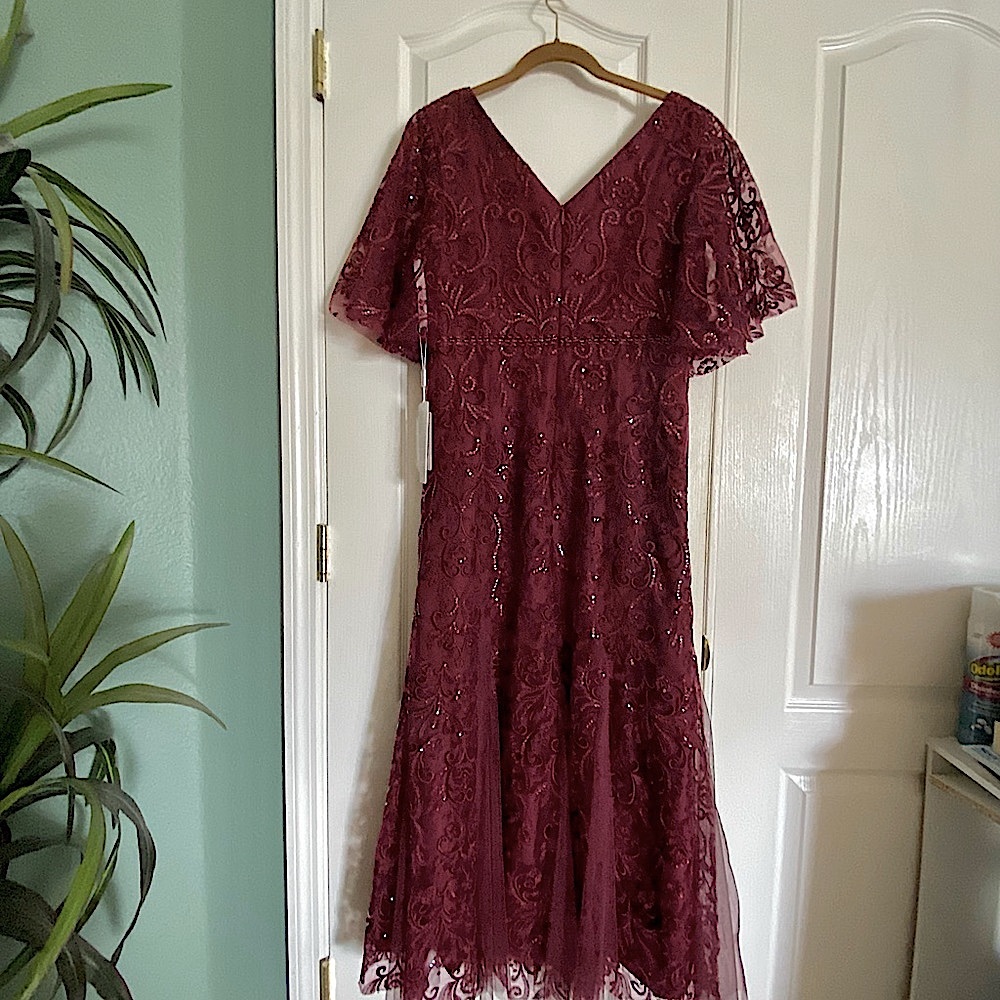 NWT JJ’s HOUSE Dress, Cabernet, Size 12, Size 14 - Picture 4 of 10